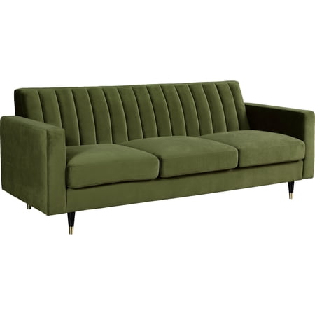 Velvet Sofa Olive Green Modern Living Room Couch Classic Charm