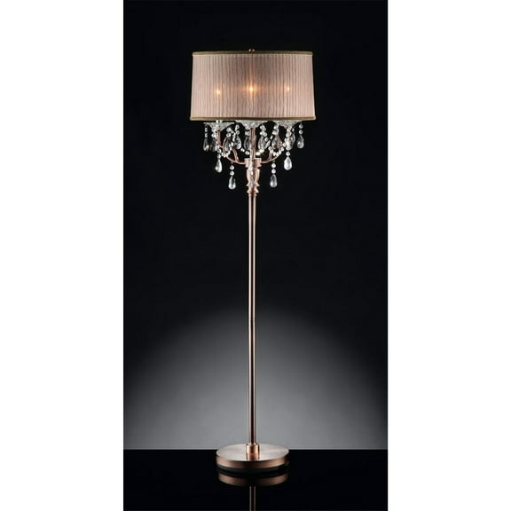 Crystal Floor Lamp - 62" Tall Lamp with Crystal Accents & Elegant Shade - Living Room Lighting