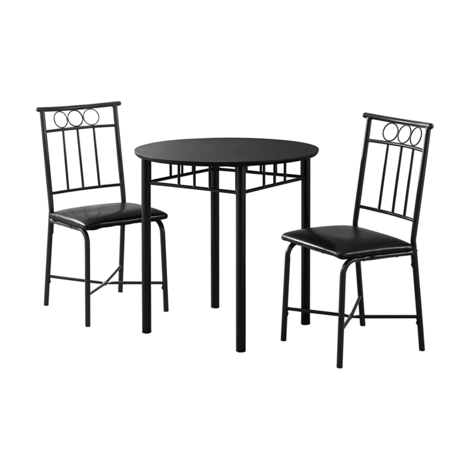 Black Metal and PVC 3-Piece Bistro Dining Set