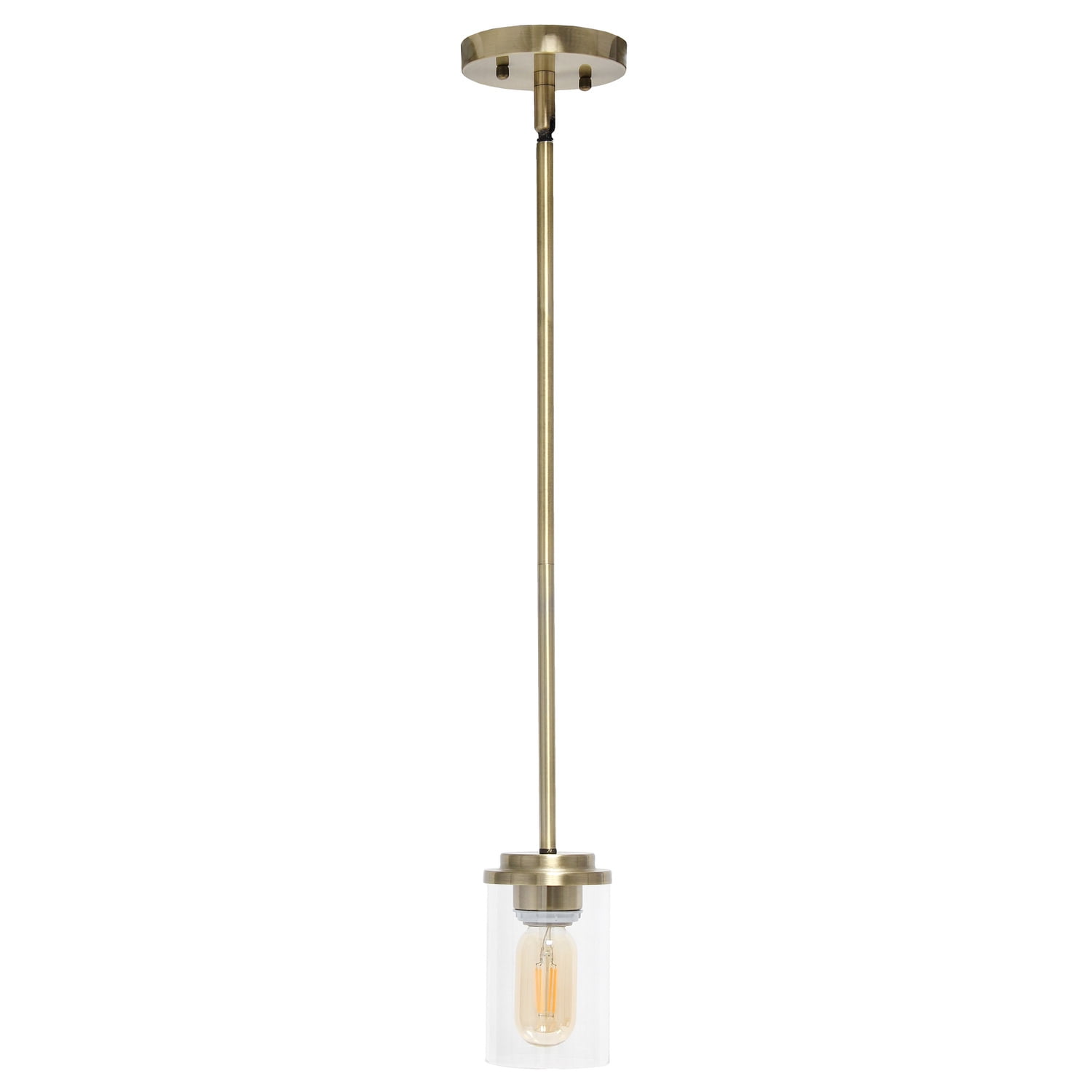 Elegant Farmhouse 53" Antique Brass & Clear Glass Pendant Light