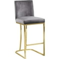 thumbnail image 1 of Homestock Coastal Charm Grey Velvet Stool, 1 of 10