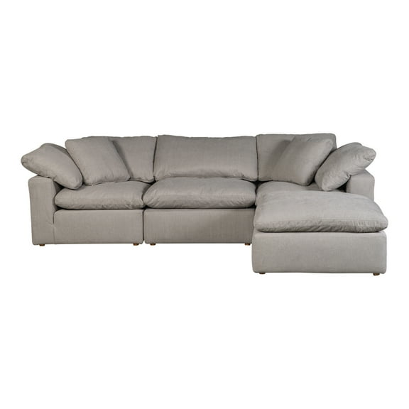 Homestock Coastal Charm Lounge Modular Sectional In Fabric - Light Grey