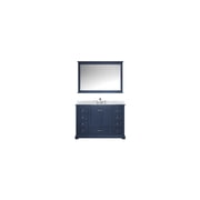 Homestock Coastal Charm Single Vanity With White Carrara Marble Top, White Square Sink, And 46" Mirror, Navy Blue - Elegant Bathroom Vanity Cabinet Set For Modern And Traditional Decor