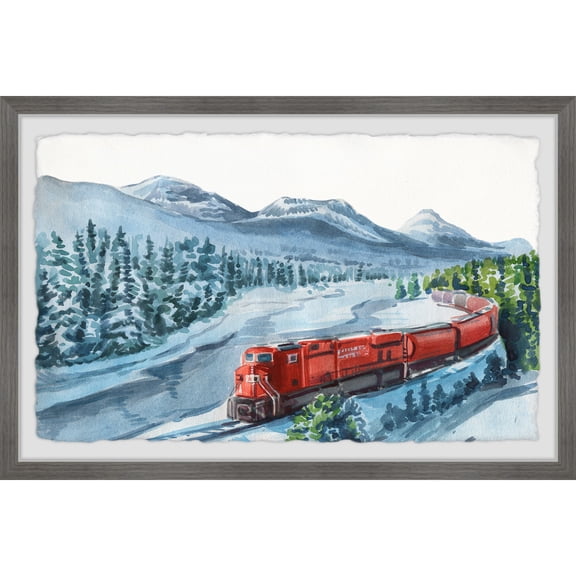 Coastal Charm Train Painting Print | Canvas Wall Art | Large Framed Art | Modern Home Decor 30" x 20"