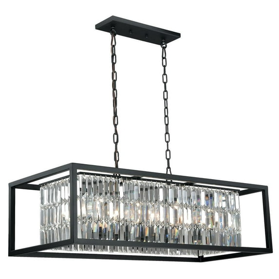 8-Light Linear Chandelier Island Pendant Light - Bronze Finish Modern Farmhouse Lighting