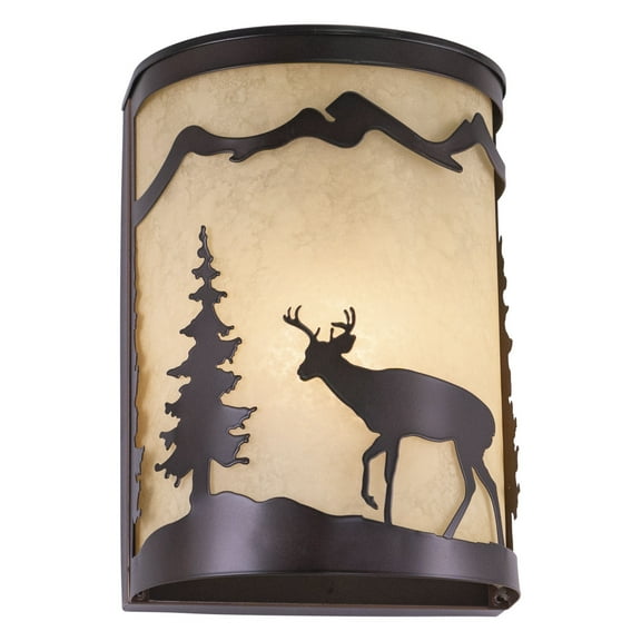 Rustic Wall Sconce - Bronze Deer Tree Flush Mount Indoor Outdoor Lighting