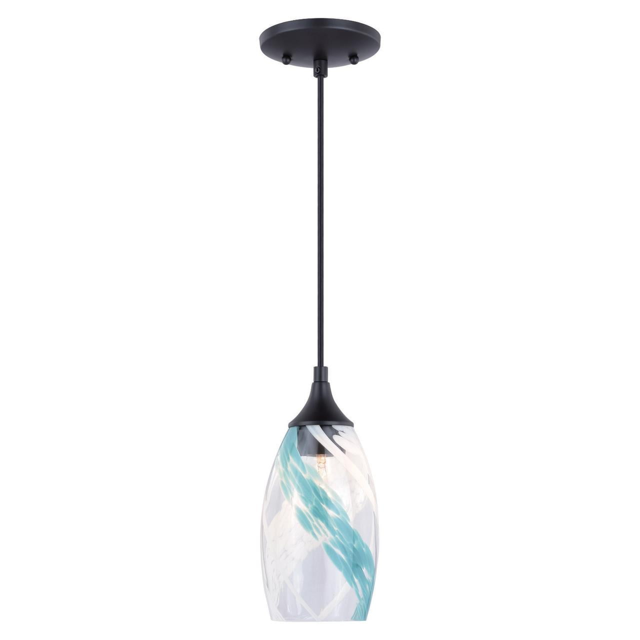 Milano Oil Rubbed Bronze Mini Pendant with Hand-Blown Glass Shade