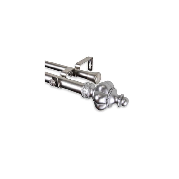 Coastal Cottage Curtain Rod - 160-240 Inch Adjustable Rod Set - Satin Nickel Double Rod for Draperies