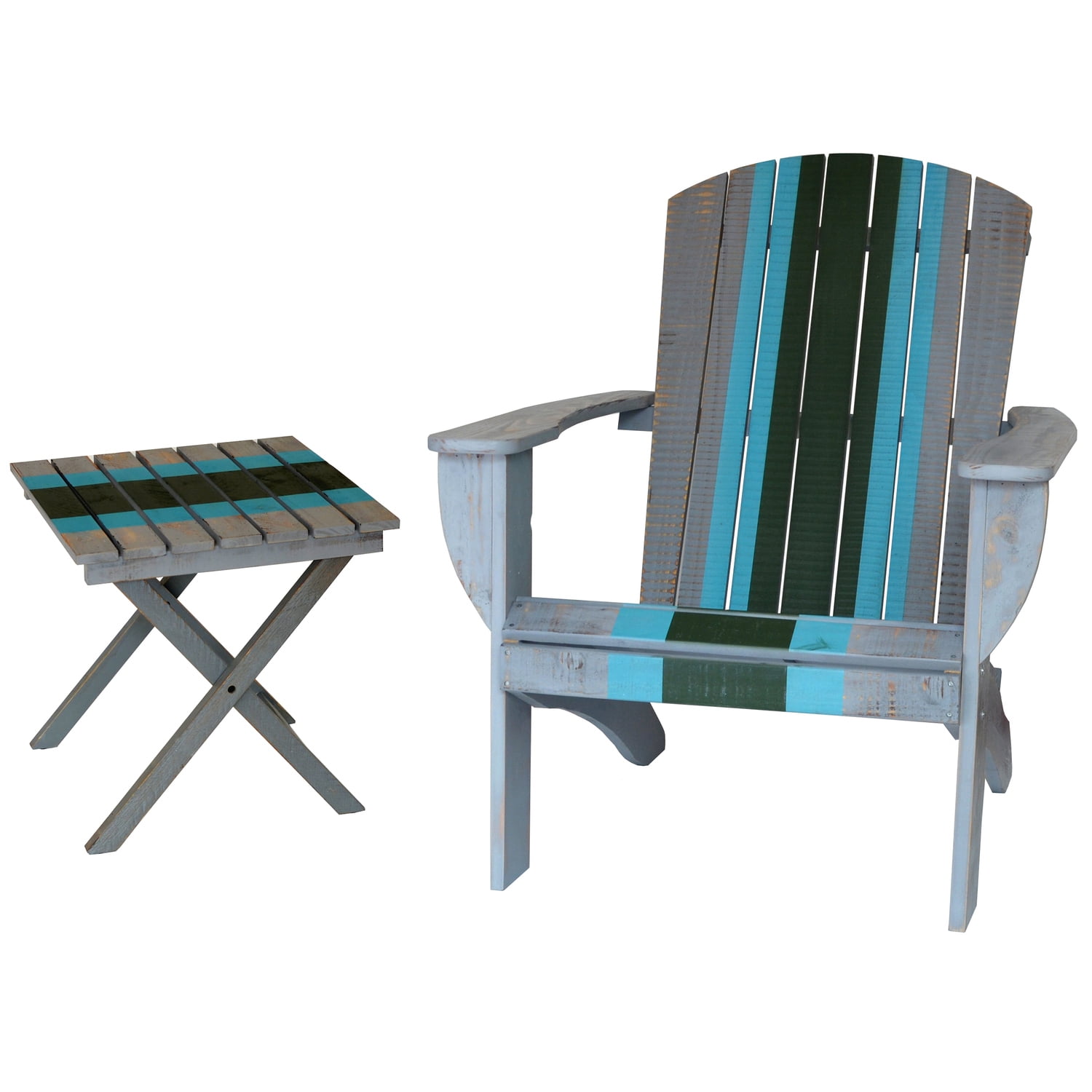 Adirondack Chair with Table - Outdoor Patio Furniture - Solid Cedar - Wide Seat - Bottle Opener - Racing Grey