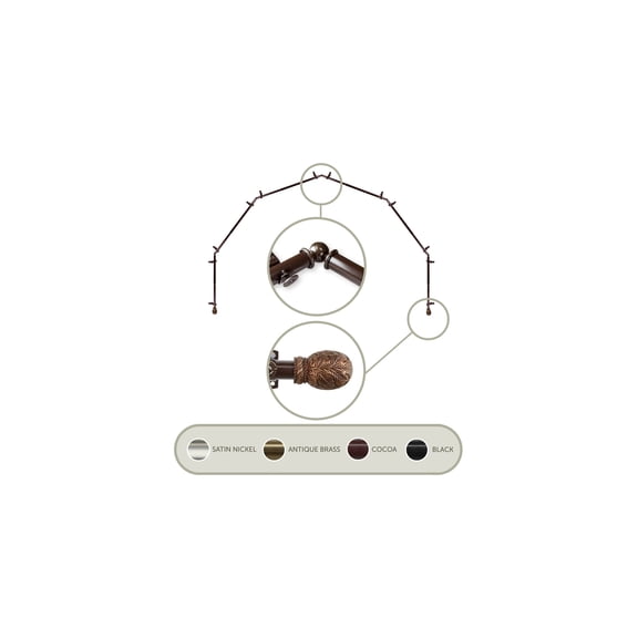 Coastal Craftsman Curtain Rod - 13/16 Inch 6-Sided Corner Rod - Cocoa Finish