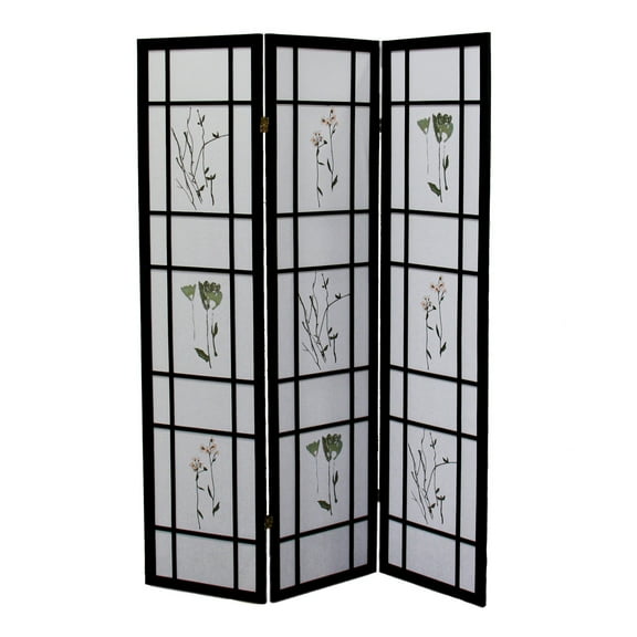 Homestock Coastal Craftsman 3 Panel Shoji Screen - Cherry