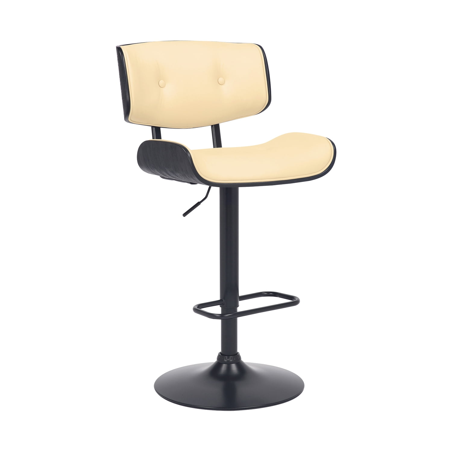 Homestock Coastal Craftsman Adjustable Swivel Faux Leather and Black Wood Bar Stool Walmart Business Supplies