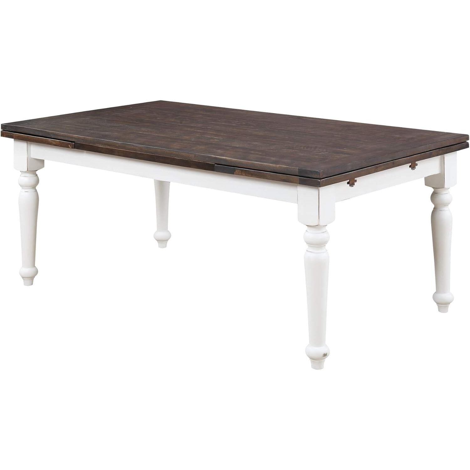 Homestock Coastal Craftsman Dark Bark And Distressed White 75" Dining