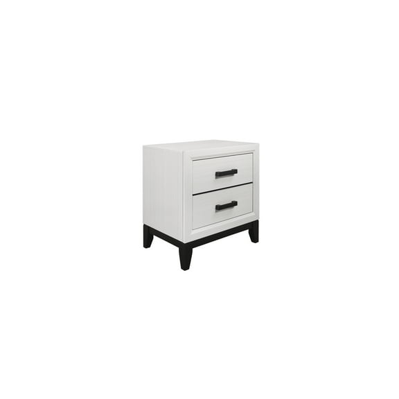 Nightstand with Drawers, Modern Bedside Table, White Finish, Black Hardware, Storage Organizer
