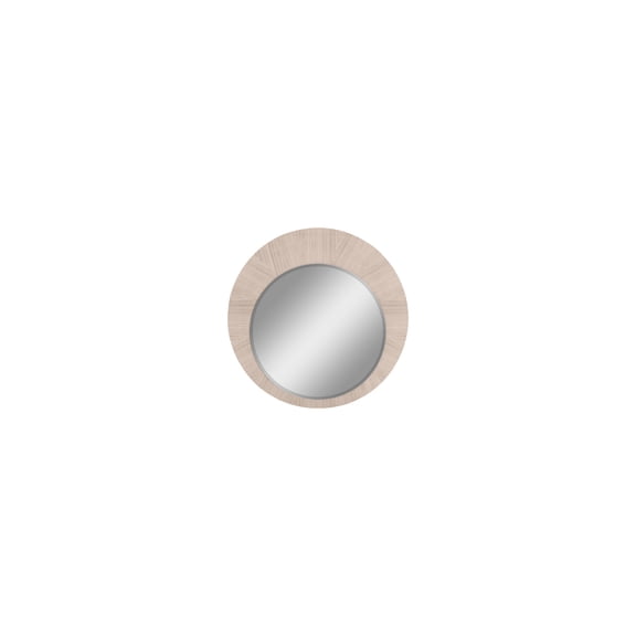 Coastal Round Mirror - Beige Angley Accent Wall Mirror for Bathroom Living Room Decor