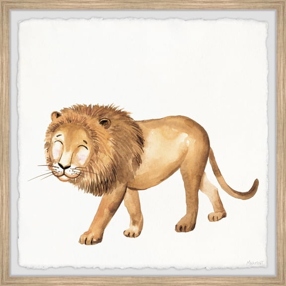Big Cat Wall Art Print - Coastal Craftsman Framed Canvas Painting - 18x18 Inch Home Decor
