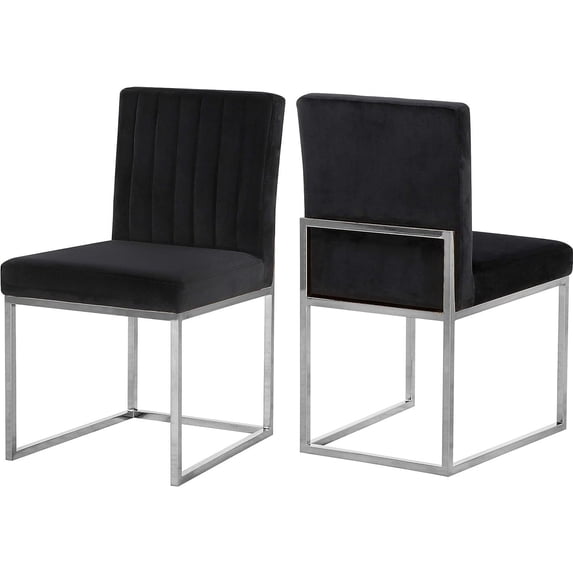 Contemporary Chic Modern, Contemporary Velvet Upholstered Dining Chair with Durable Metal Base, Set of 2, 18" W x 22" D x 32" H, Chic Dining Table Chairs