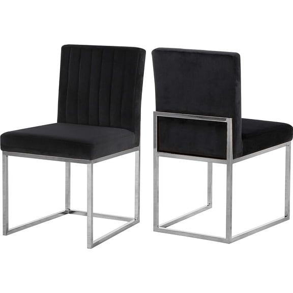 Contemporary Chic Modern, Contemporary Velvet Upholstered Dining Chair with Durable Metal Base, Set of 2, 18" W x 22" D x 32" H, Chic Dining Table Chairs