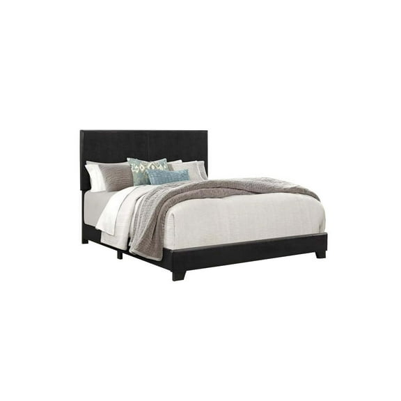 Homestock Contemporary Cool King Bed Frame With Tall Bed Frame Leather Upholstered California King Size Platform Bed, Bed Frames King, Black, 91"L X 77"W X 46"H