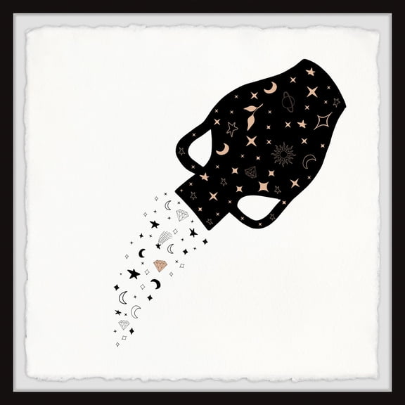 Celestial Vase Wall Art - Framed Canvas Print, Moon Star Decor, Living Room Wall Hanging, 32x32 Inch