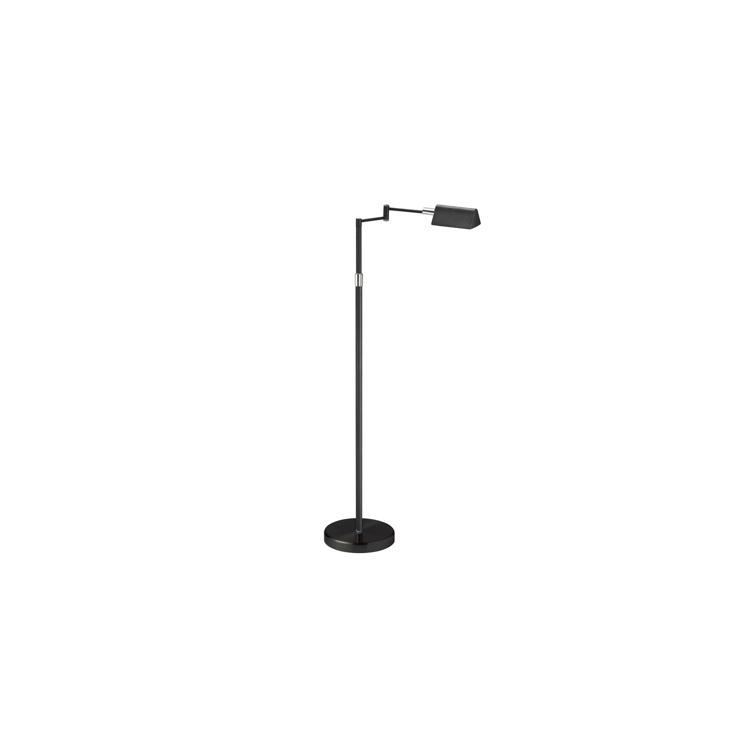 Adjustable Black LED Swing Arm Floor Lamp with Dimmer Control