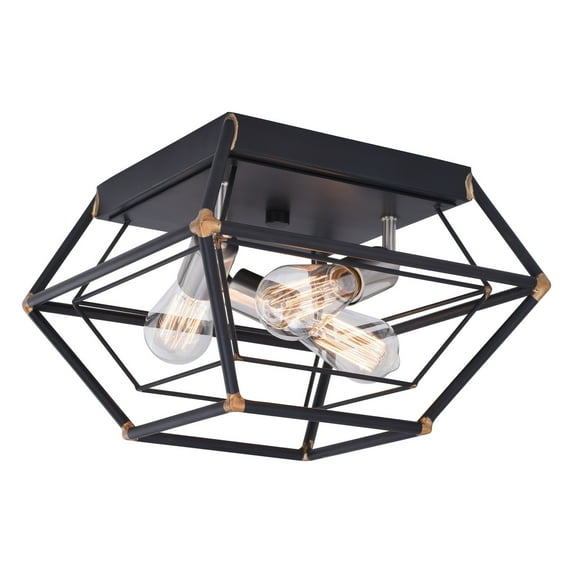 Industrial Cage Flush Mount Ceiling Light - Bronze Finish - Modern Farmhouse Lighting