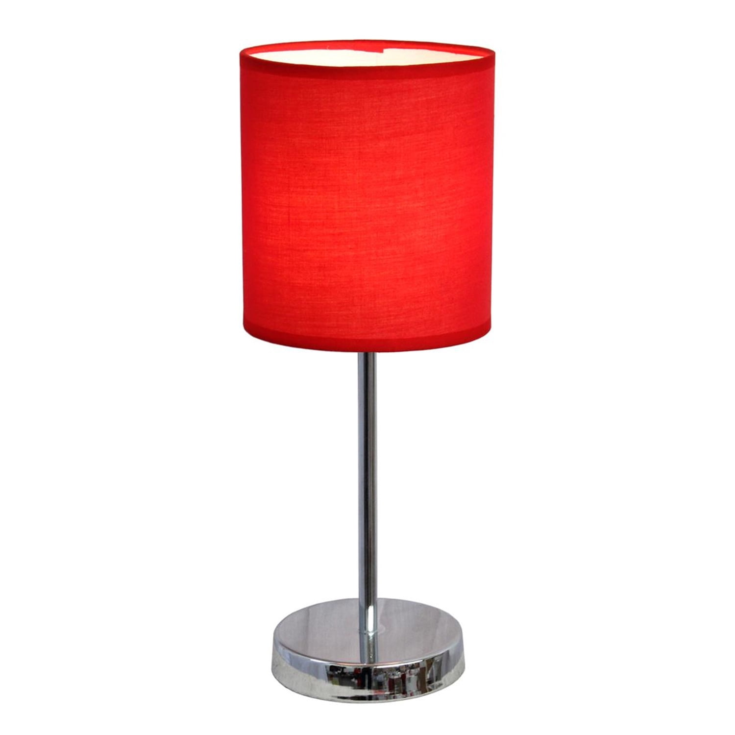 Homestock Country Cottage Chrome Basic Table Lamp With Shade Red, 14.57 ...