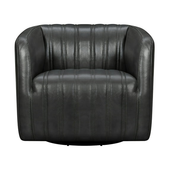 Swivel Barrel Chair Genuine Leather Living Room Chair Modern Armchair