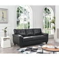 thumbnail image 1 of Modern Sofa Couch - Comfortable Living Room Furniture, Black Faux Leather, 1 of 9