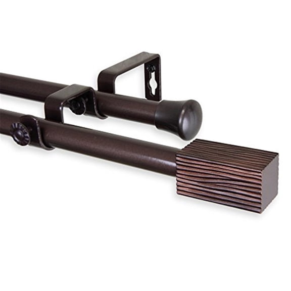 Double Curtain Rod Home Decor - Window Treatment Rod with Finials, Adjustable Length