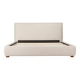 thumbnail image 1 of King Bed Frame - Upholstered Linen Blend Headboard - Solid Wood Bed - Modern Bedroom Furniture, 1 of 7