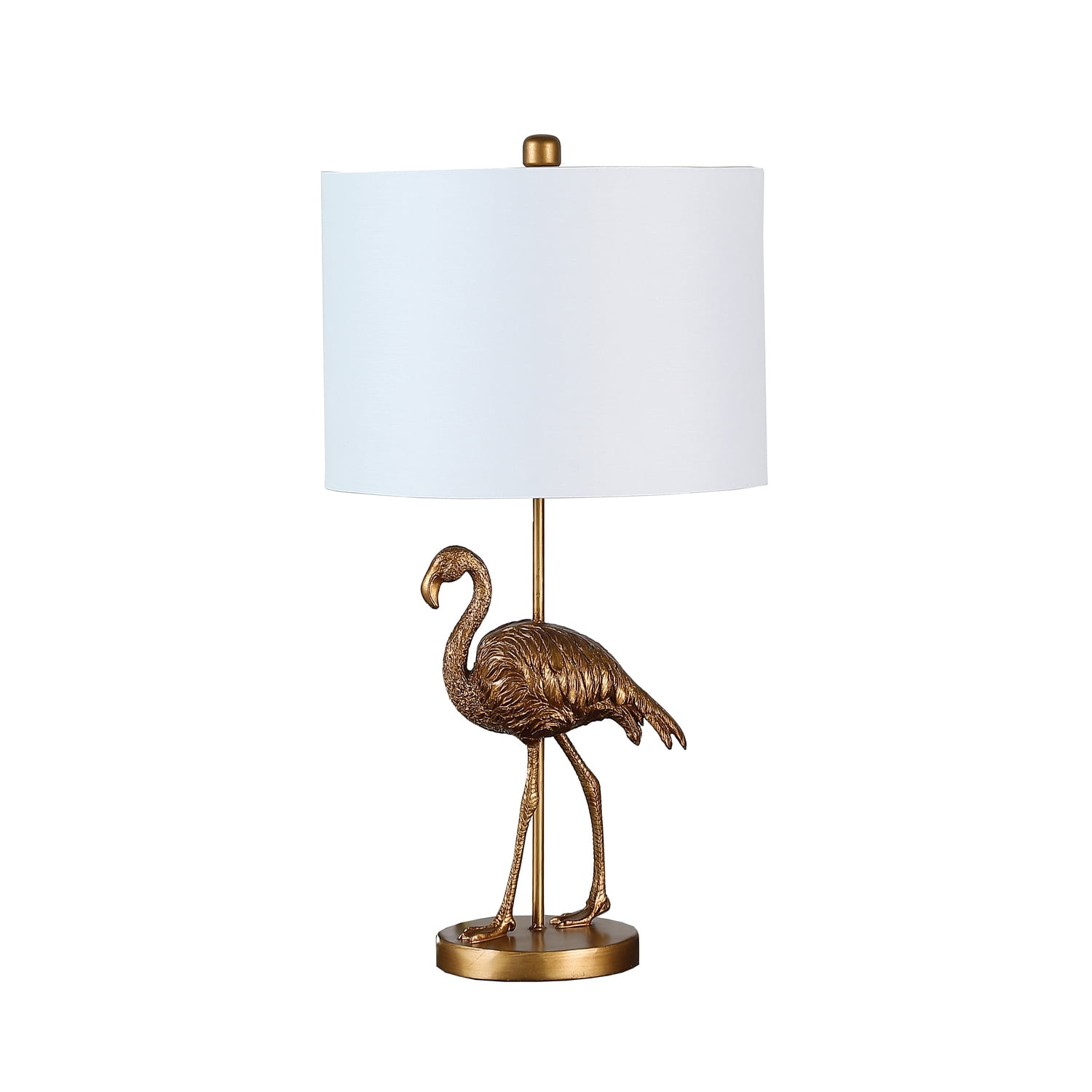 Matte Gold Flamingo Resin Bedside Table Lamp with White Shade