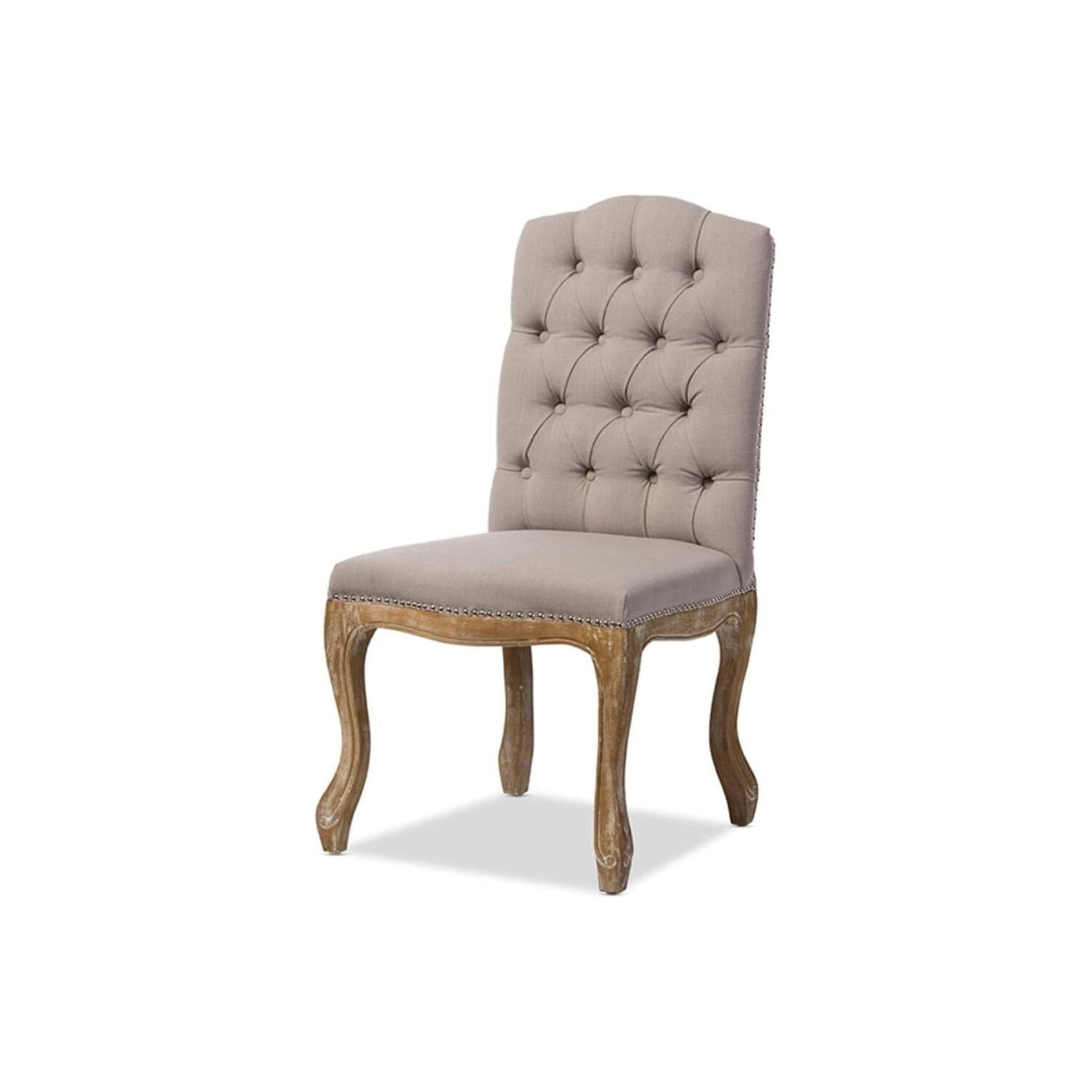 Hudson Beige Linen Upholstered Button-Tufted Parsons Side Chair