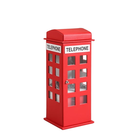 Vintage Telephone Jewelry Box - Leather Display Case with Drawers - Red Storage Organizer for Rings & Necklaces