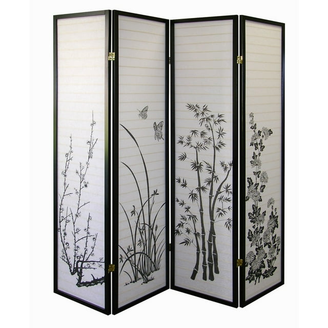 Homestock Eclectic Exclusivity 4-Panel Room Divider - Floral