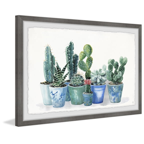 Cactus Wall Art Print - Modern Home Decor, 8x12 Framed Painting, Abstract Digital Art for Living Room
