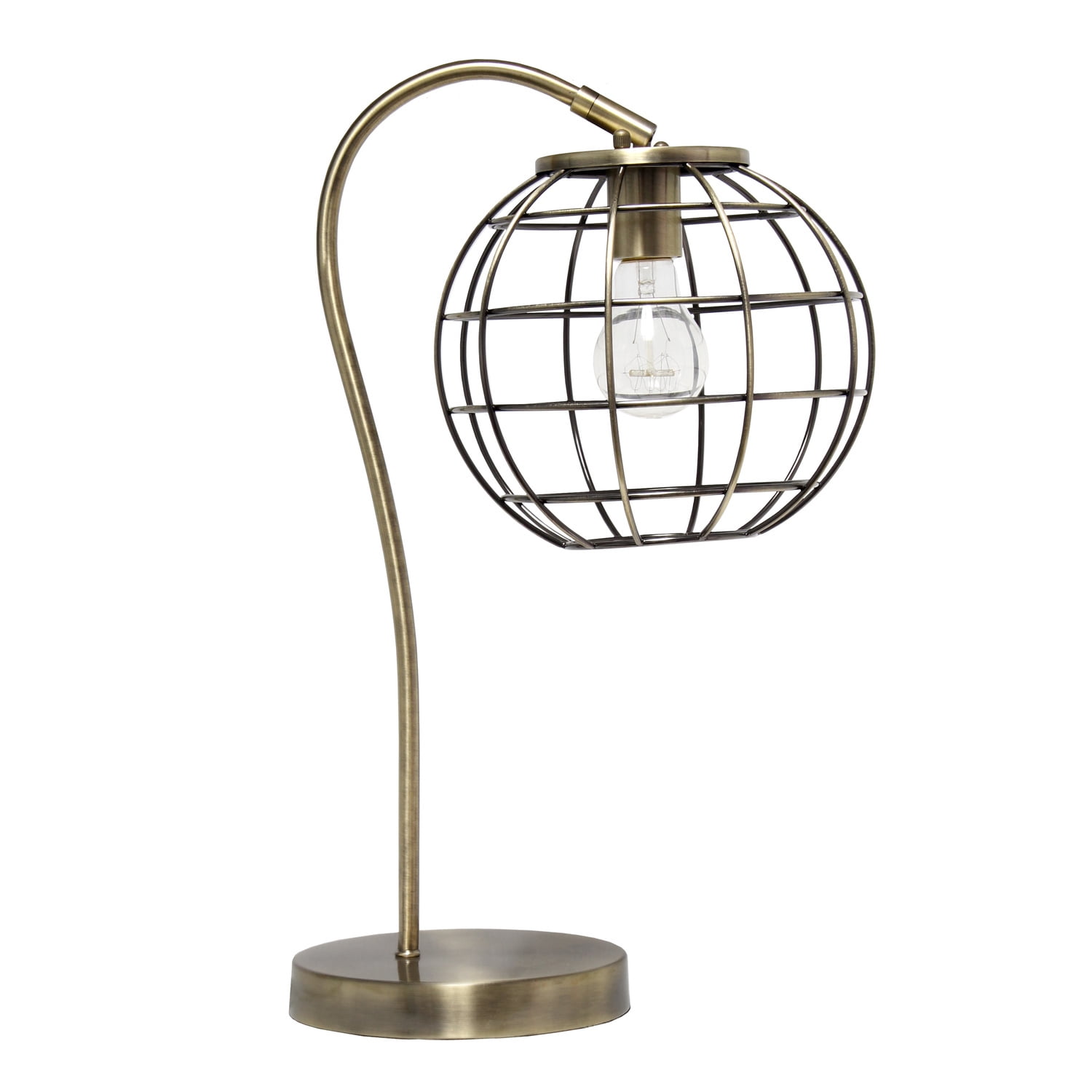 Antique Brass Arched Metal Cage Table Lamp