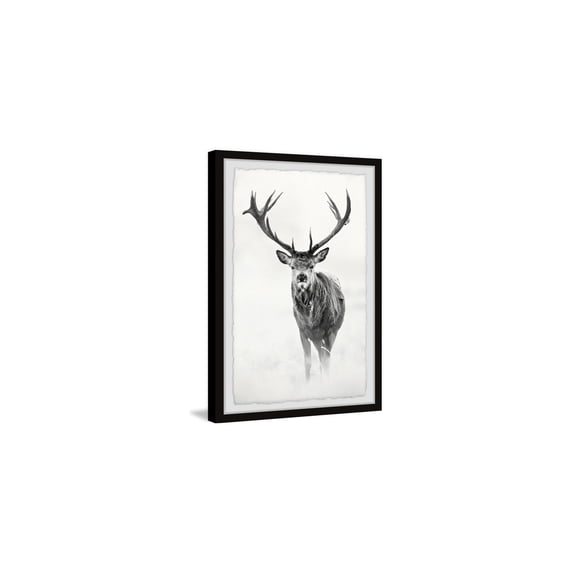 Elk Stare II Framed Wall Art Print - Canvas Home Decor for Living Room - 24x36 Inch