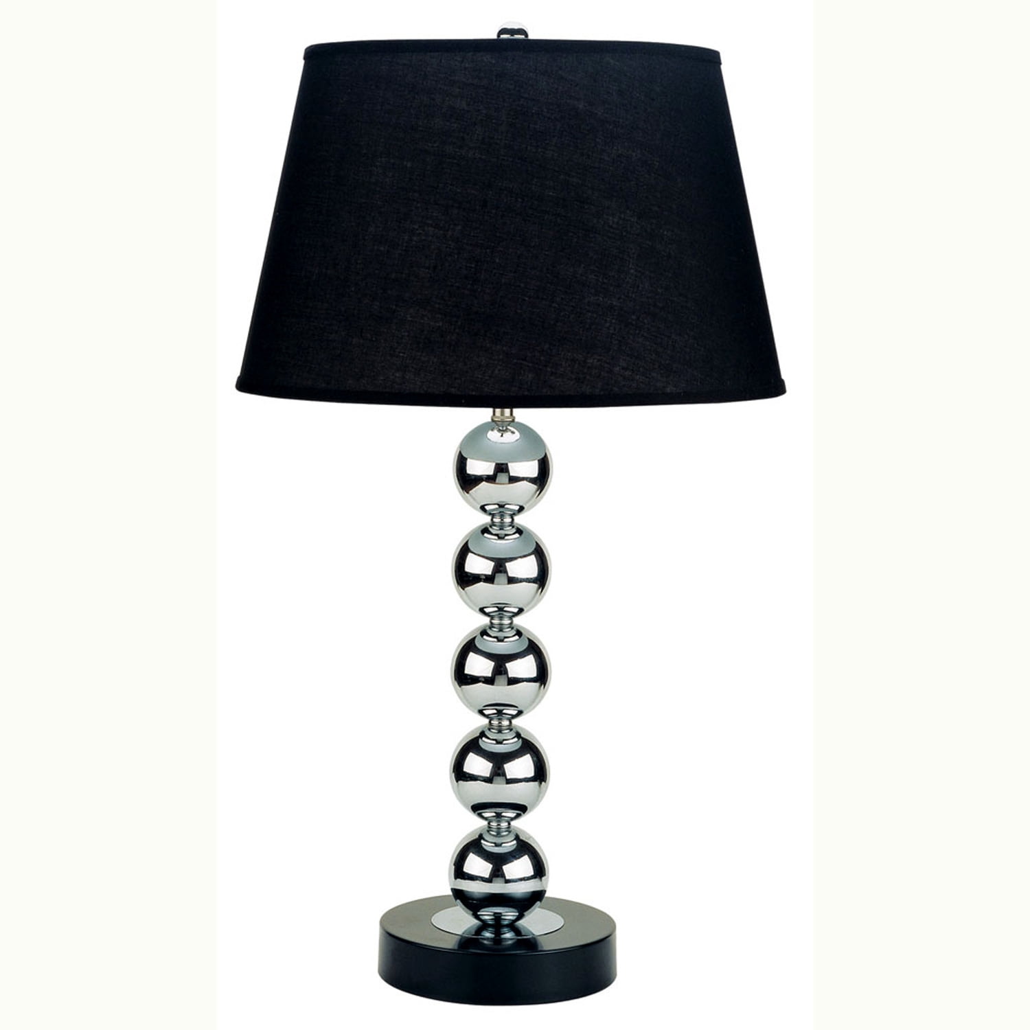 30" Black Metal Table Lamp with Chrome Base and Drum Shade