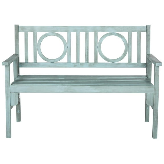 Farmhouse Bench Acacia Wood & Steel, Entryway Seating, 48.4" Rustic Bench, Indoor Outdoor Decor