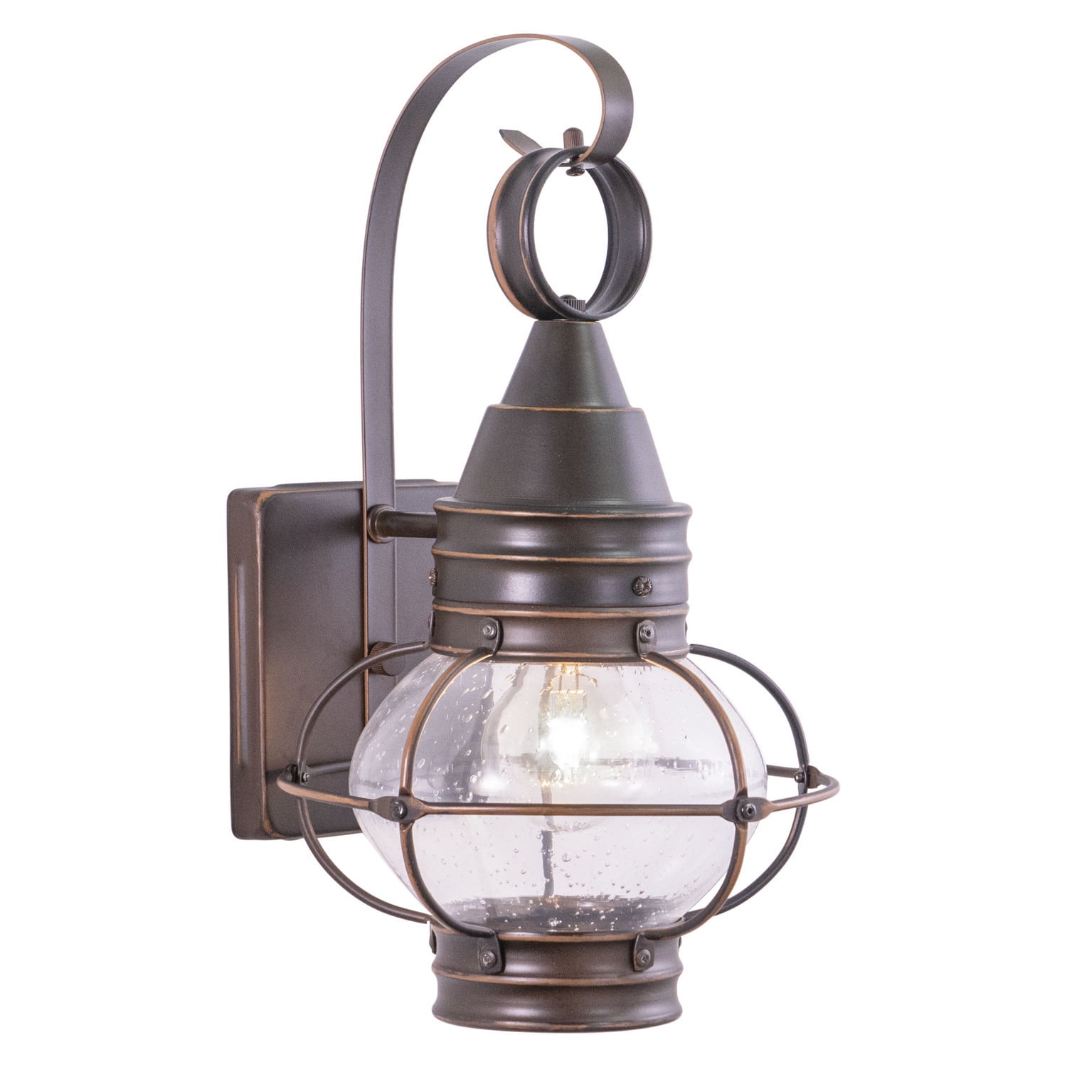 Outdoor Wall Lantern Bronze Coastal Light Fixture Clear Glass Exterior ...