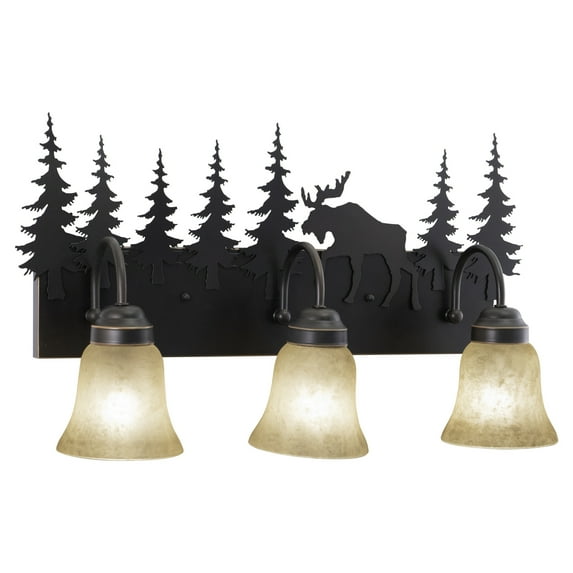 Homestock French Country 3 Light Bronze Rustic Moose Bathroom Vanity Fixture