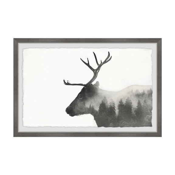 Reindeer Wall Art Print Framed, French Country Canvas Painting, Living Room Decor, Home Wall Hanging 12x8