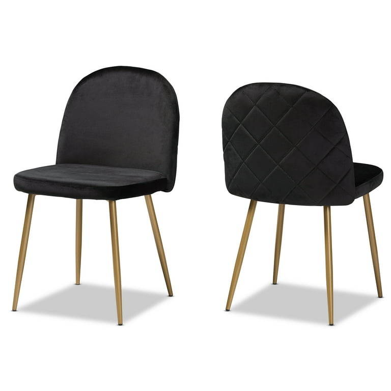 Set Of 2 Gold Black Fabric Solid Back Dining Chairs Set Of 2 Gold Black Fabric Solid Back Dining Chairs