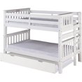 thumbnail image 1 of French Country Bunk Beds Twin Over Twin with Trundle, Solid Wood, White Bedroom Beds, 1 of 3