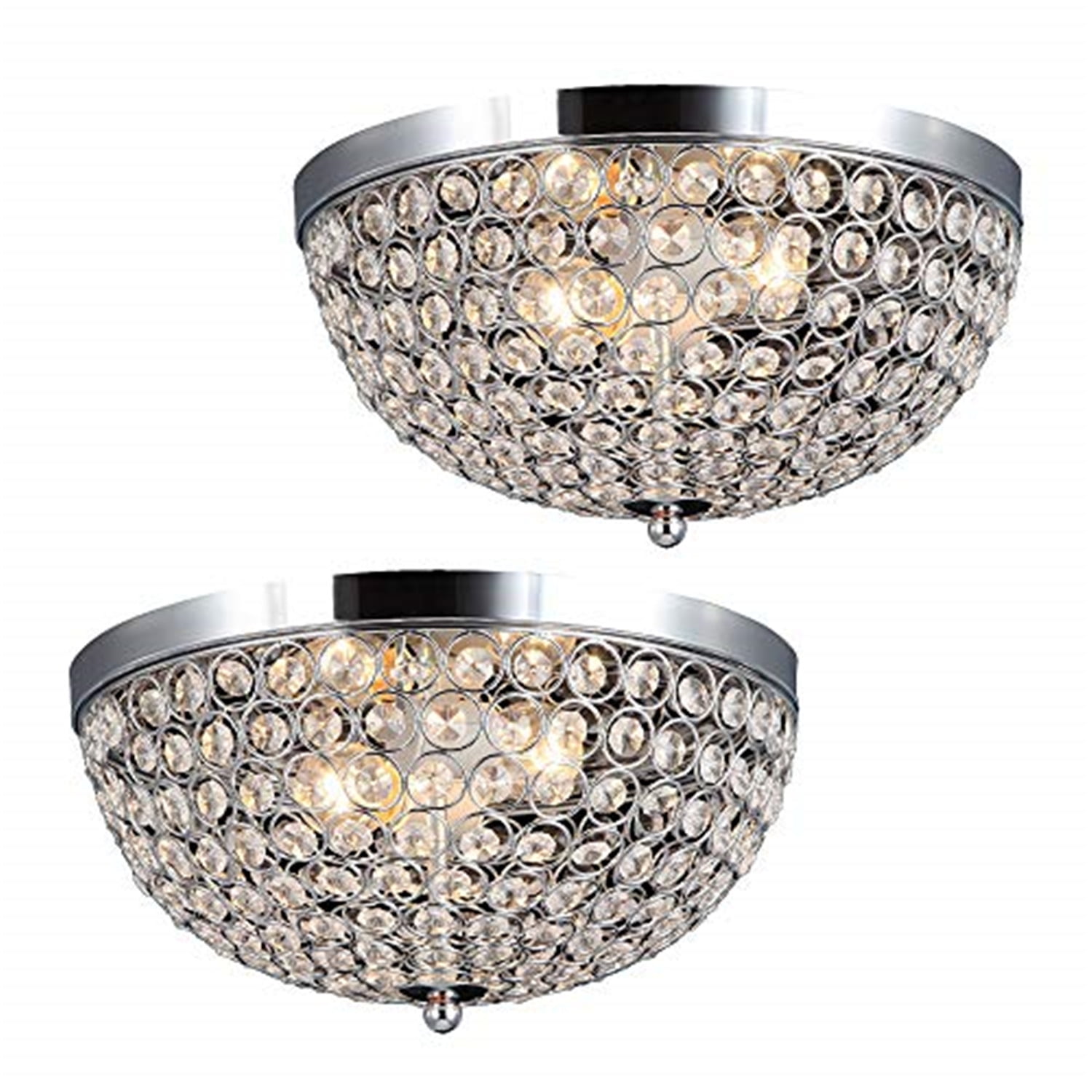 Elegant Crystal and Chrome Round Flush Mount Ceiling Light