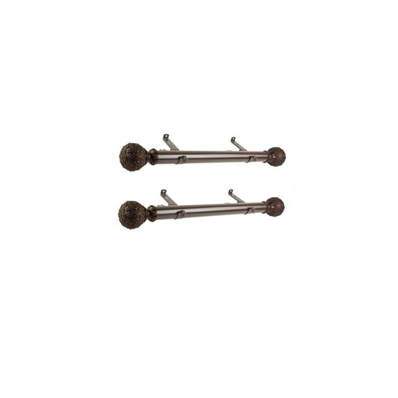 French Country Curtain Rods Set - Steel Rods with Resin Finials - 12-20 Inch Single Rods