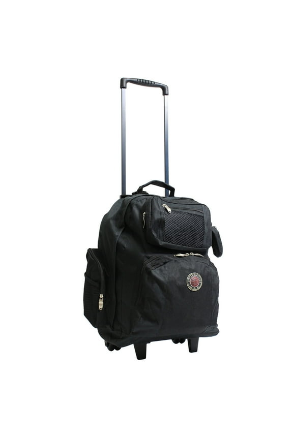 French Fabulous 22-Inch Carry-On Rolling Backpack - Black - (Polyester, In-Line Skate Wheels, Retractable Handle, Padded Shoulder Straps, Dimensions: 22" X 16" X 11")