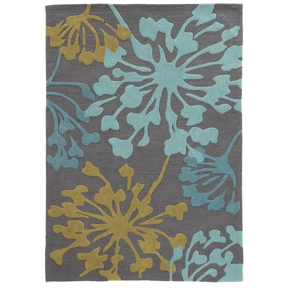 Homestock French Fabulous Grey Polyester Rug 1'10" x 2'10" Synthetic, Polyester, Cotton Accent, Indoor Entryway, Kitchen, Bathroom, Serged Edges