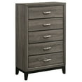 thumbnail image 1 of Homestock French Fabulous 5-Drawer Bedroom Chest Grey Oak - 31.25"W X 16.25"D X 50.5"H. Grey Oak Finish, Nickel Hardware, English Dovetail Drawers, 300 Lbs Capacity, Plastic Glide., 1 of 6